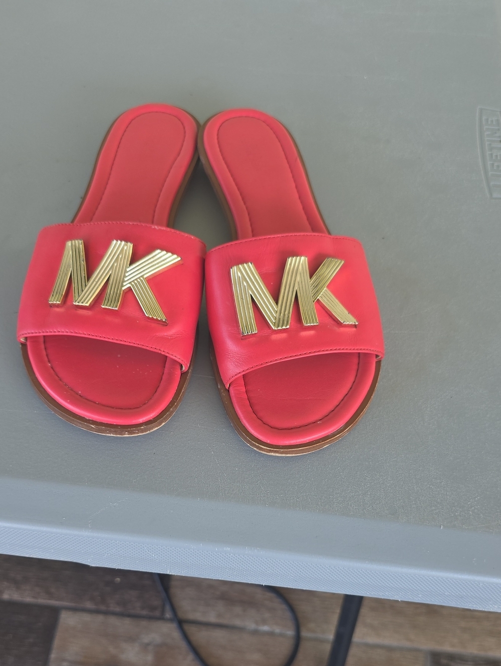 Michael Kors Coral Slide Sandals with Gold Logo
